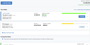 Debt Snowball Calculator - List of Debts